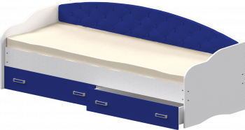 Кровать Софа-7 с мягкой спинкой (800х1900) Белый/Синий в Большой Ирбе - bolshaya-irba.mebel54.com | фото
