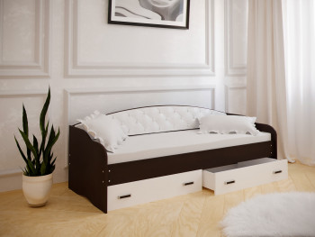 Кровать Софа-7 с мягкой спинкой (800х1900) Венге/ Белый в Большой Ирбе - bolshaya-irba.mebel54.com | фото