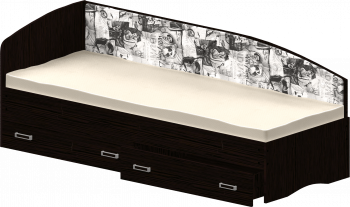 Кровать Софа-9 с мягкой спинкой с рисунком Милана (900х1900) Венге в Большой Ирбе - bolshaya-irba.mebel54.com | фото