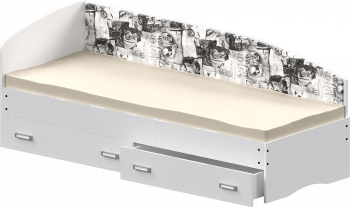 Кровать Софа-9 с мягкой спинкой с рисунком Милана (900х2000) Белый в Большой Ирбе - bolshaya-irba.mebel54.com | фото