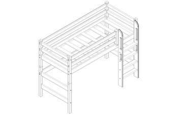 Кровать Соня вариант 5 полувысокая с прямой лестницей белый полупрозрачный в Большой Ирбе - bolshaya-irba.mebel54.com | фото