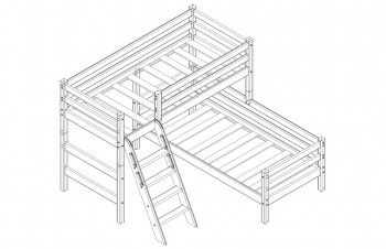 Кровать Соня вариант 8 угловая с наклонной лестницей Белый полупрозрачный в Большой Ирбе - bolshaya-irba.mebel54.com | фото