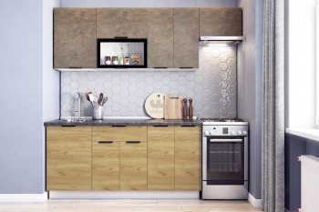 Кухонный гарнитур Стоун 2.2 (белый/камень темно-серый/акация светлая) в Большой Ирбе - bolshaya-irba.mebel54.com | фото