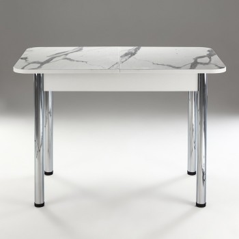 Кухонный стол 1100*700/400 ф 2 Пластик, мрамор белый в Большой Ирбе - bolshaya-irba.mebel54.com | фото