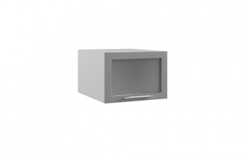 Квадро ГПГС 500 шкаф верхний горизонтальный глубокий со стеклом (Белый софт/корпус Серый) в Большой Ирбе - bolshaya-irba.mebel54.com | фото