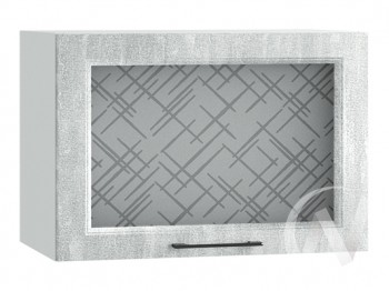 Либерти Шкаф верхний горизонтальный со стеклом ШВГС 609 (Холст грей/корпус белый) в Большой Ирбе - bolshaya-irba.mebel54.com | фото
