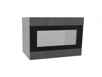 Лофт ПГСФ 500 шкаф верхний горизонтальный со стеклом и фотопечатью (Бетон темный/корпус Серый) в Большой Ирбе - bolshaya-irba.mebel54.com | фото