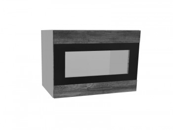 Лофт ПГСФ 500 шкаф верхний горизонтальный со стеклом и фотопечатью (Дуб бурый/корпус Серый) в Большой Ирбе - bolshaya-irba.mebel54.com | фото