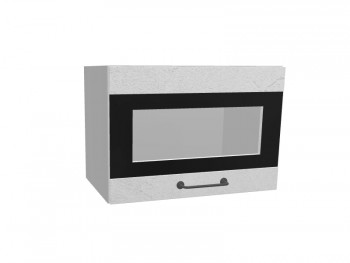 Лофт ПГСФ 500 шкаф верхний горизонтальный со стеклом и фотопечатью (Штукатурка белая/корпус Серый) в Большой Ирбе - bolshaya-irba.mebel54.com | фото