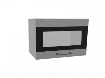 Лофт ПГСФ 500 шкаф верхний горизонтальный со стеклом и фотопечатью (Штукатурка серая/корпус Серый) в Большой Ирбе - bolshaya-irba.mebel54.com | фото