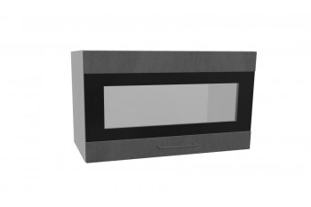 Лофт ПГСФ 600 шкаф верхний горизонтальный со стеклом и фотопечатью (Бетон темный/корпус Серый) в Большой Ирбе - bolshaya-irba.mebel54.com | фото