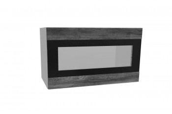 Лофт ПГСФ 600 шкаф верхний горизонтальный со стеклом и фотопечатью (Дуб бурый/корпус Серый) в Большой Ирбе - bolshaya-irba.mebel54.com | фото