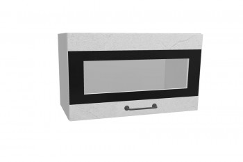 Лофт ПГСФ 600 шкаф верхний горизонтальный со стеклом и фотопечатью (Штукатурка белая/корпус Серый) в Большой Ирбе - bolshaya-irba.mebel54.com | фото