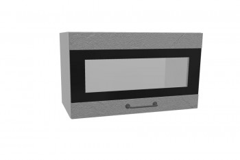 Лофт ПГСФ 600 шкаф верхний горизонтальный со стеклом и фотопечатью (Штукатурка серая/корпус Серый) в Большой Ирбе - bolshaya-irba.mebel54.com | фото
