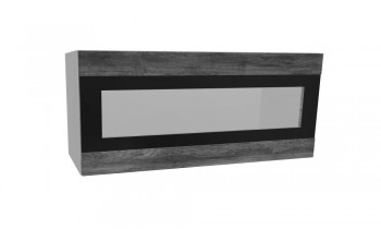Лофт ПГСФ 800 шкаф верхний горизонтальный со стеклом и фотопечатью (Дуб бурый/корпус Серый) в Большой Ирбе - bolshaya-irba.mebel54.com | фото