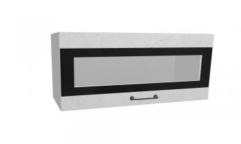 Лофт ПГСФ 800 шкаф верхний горизонтальный со стеклом и фотопечатью (Штукатурка белая/корпус Серый) в Большой Ирбе - bolshaya-irba.mebel54.com | фото