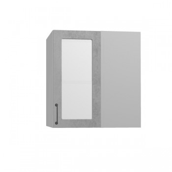 Лофт ПУС 650 шкаф верхний угловой со стеклом (Бетон светлый/корпус Серый) в Большой Ирбе - bolshaya-irba.mebel54.com | фото