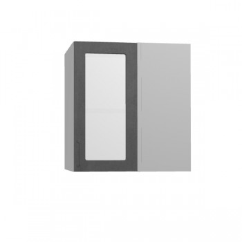 Лофт ПУС 650 шкаф верхний угловой со стеклом (Бетон темный/корпус Серый) в Большой Ирбе - bolshaya-irba.mebel54.com | фото