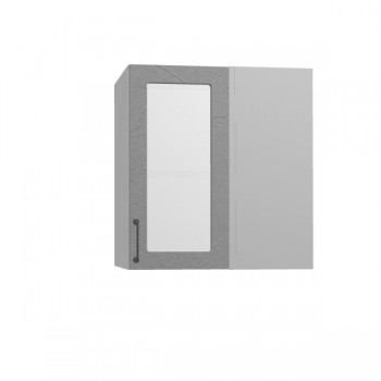 Лофт ПУС 650 шкаф верхний угловой со стеклом (Штукатурка серая/корпус Серый) в Большой Ирбе - bolshaya-irba.mebel54.com | фото