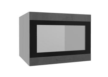Лофт ВПГСФ 600 шкаф верхний горизонтальный со стеклом высокий с фотопечатью (Бетон темный/корпус Серый) в Большой Ирбе - bolshaya-irba.mebel54.com | фото