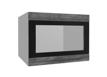 Лофт ВПГСФ 600 шкаф верхний горизонтальный со стеклом высокий с фотопечатью (Дуб бурый/корпус Серый) в Большой Ирбе - bolshaya-irba.mebel54.com | фото