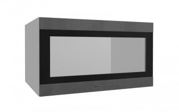 Лофт ВПГСФ 800 шкаф верхний горизонтальный со стеклом высокий с фотопечатью (Бетон темный/корпус Серый) в Большой Ирбе - bolshaya-irba.mebel54.com | фото