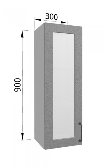 Лофт ВПС 300 шкаф верхний со стеклом высокий (Штукатурка серая/корпус Серый) в Большой Ирбе - bolshaya-irba.mebel54.com | фото
