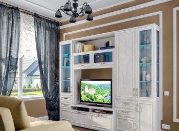 Модульная гостиная Флоренция (Дуб Сонома белый) в Большой Ирбе - bolshaya-irba.mebel54.com | фото