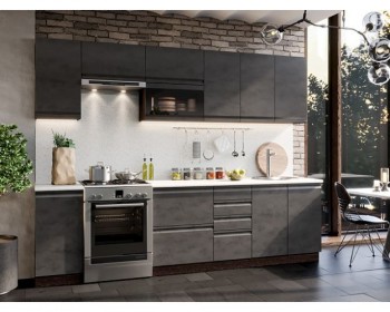 Модульная кухня Бруклин 2,8 м (Бетон черный/Венге) в Большой Ирбе - bolshaya-irba.mebel54.com | фото