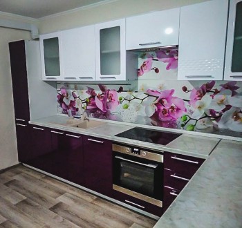 Модульная кухня Капля 2,9 м (Кофе с молоком глянец/Серый) в Большой Ирбе - bolshaya-irba.mebel54.com | фото