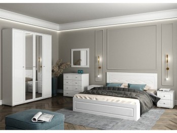 Модульная спальня Барселона (Белый/Белый глянец) в Большой Ирбе - bolshaya-irba.mebel54.com | фото