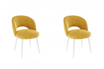 Набор стульев Моли 2 шт (жёлтый велюр/белый) в Большой Ирбе - bolshaya-irba.mebel54.com | фото