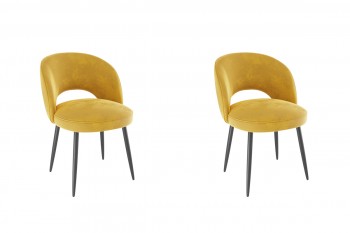 Набор стульев Моли 2 шт (жёлтый велюр/черный) в Большой Ирбе - bolshaya-irba.mebel54.com | фото