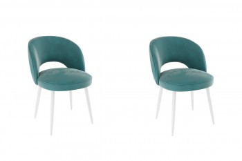 Набор стульев Моли 2 шт (зеленый велюр/белый) в Большой Ирбе - bolshaya-irba.mebel54.com | фото
