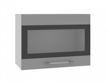 Норд ШВГС 600 Шкаф верхний горизонтальный со стеклом (Софт черный/корпус Белый) в Большой Ирбе - bolshaya-irba.mebel54.com | фото