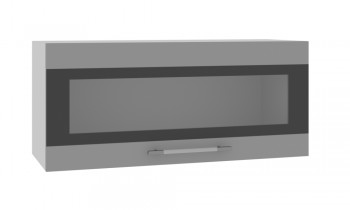 Норд ШВГС 800 Шкаф верхний горизонтальный со стеклом (Софт черный/корпус Белый) в Большой Ирбе - bolshaya-irba.mebel54.com | фото