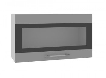 Олива ВПГСФ 800 Шкаф верхний горизонтальный со стеклом с фотопечатью высокий (Ваниль глянец/корпус Серый) в Большой Ирбе - bolshaya-irba.mebel54.com | фото