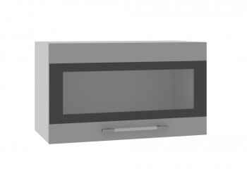 Ройс ПГСФ 600 Шкаф верхний горизонтальный со стеклом с фотопечатью (Графит софт/корпус Серый) в Большой Ирбе - bolshaya-irba.mebel54.com | фото