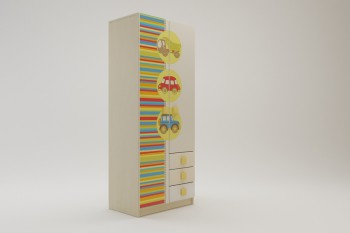 Шкаф 2-х створчатый с ящиками Клаксон (Бежевый/корпус Клен) в Большой Ирбе - bolshaya-irba.mebel54.com | фото