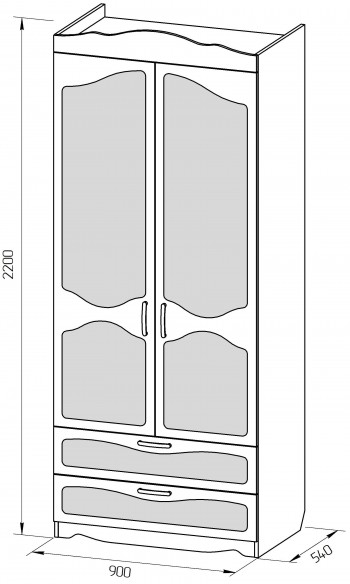 Шкаф 2-х створчатый с ящиками серии Иллюзия 02 Бежевый в Большой Ирбе - bolshaya-irba.mebel54.com | фото
