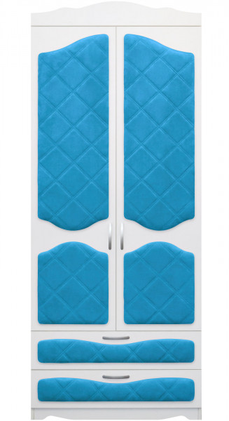 Шкаф 2-х створчатый с ящиками серии Иллюзия 84 Ярко-голубой в Большой Ирбе - bolshaya-irba.mebel54.com | фото