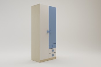 Шкаф 2-х створчатый с ящиками Скай (Синий/Белый/корпус Клен) в Большой Ирбе - bolshaya-irba.mebel54.com | фото