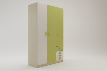 Шкаф 3-х створчатый с ящиками Эппл (Зеленый/Белый/корпус Клен) в Большой Ирбе - bolshaya-irba.mebel54.com | фото