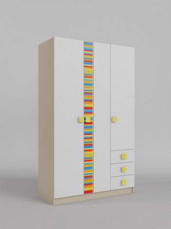 Шкаф 3-х створчатый с ящиками Клаксон без машинок (Белый/корпус Клен) в Большой Ирбе - bolshaya-irba.mebel54.com | фото