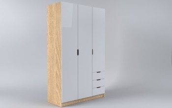 Шкаф 3-х створчатый с ящиками Лофт (Белый/корпус Дуб Сонома) в Большой Ирбе - bolshaya-irba.mebel54.com | фото