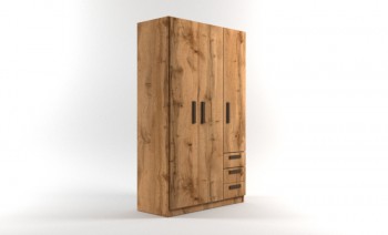 Шкаф 3-х створчатый с ящиками Шервуд (Дуб Вотан) в Большой Ирбе - bolshaya-irba.mebel54.com | фото
