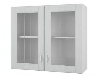 Шкаф 80 с 2-мя витринами Камелия (Арктик/корпус Белый) в Большой Ирбе - bolshaya-irba.mebel54.com | фото