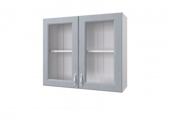 Шкаф 80 с 2-мя витринами Принцесса (Серый/корпус Белый) в Большой Ирбе - bolshaya-irba.mebel54.com | фото