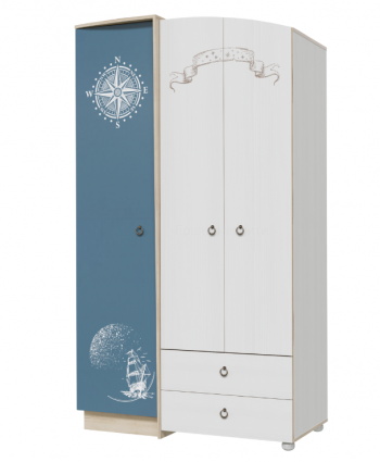 Шкаф для одежды Бриз 1200 Дуб ривьера/ Рамух белый/синий в Большой Ирбе - bolshaya-irba.mebel54.com | фото