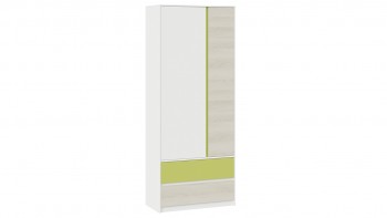 Шкаф для одежды комбинированный «Сканди» Дуб Гарден/Белый/Зеленый в Большой Ирбе - bolshaya-irba.mebel54.com | фото